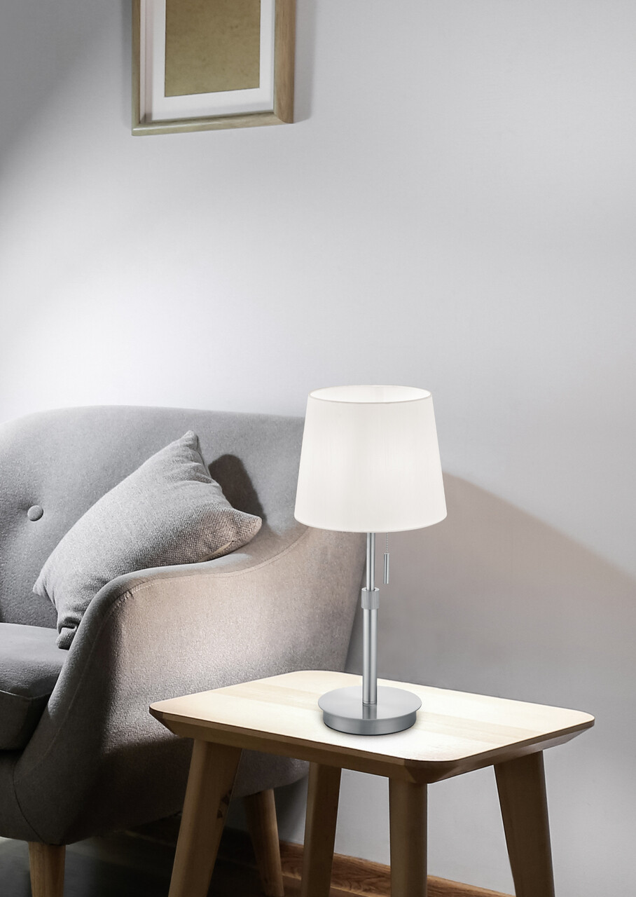 Lampa de masa Lyon, TRIO, 25.5x56 cm, 60W, 1x E27, metal, nichel mat/alb - imagine 4